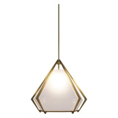 Harlow Large Pendant in Satin Brass & Alabaster White Glass