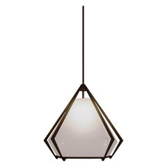 Harlow Large Pendant in Satin Bronze & Alabaster White Glass