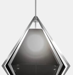 Harlow Large Pendant in Satin Nickel & Smoked Gray Glass