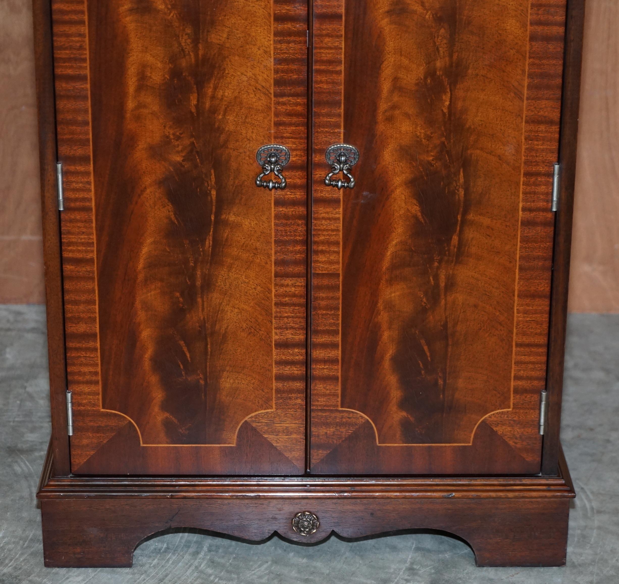 English Harlow Productions Ltd Vintage Flamed Hardwood Record Player Cabinet Cupboard