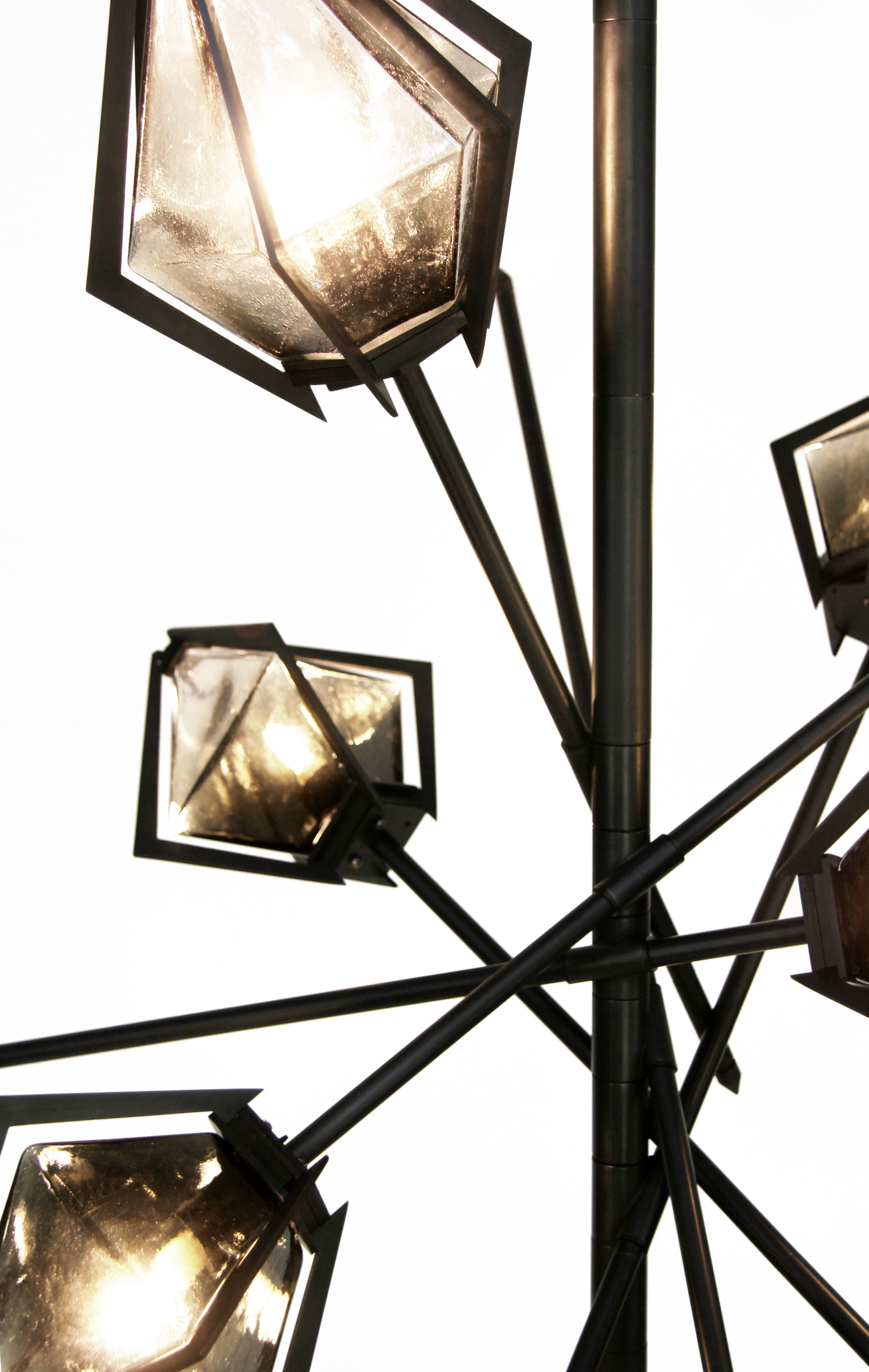 Modern Harlow Small Chandelier in Copper and Alabaster by Gabriel Scott