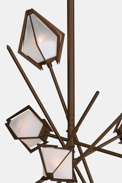 Harlow Small Chandelier in Satin Bronze & Alabaster White Glass