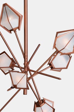 Harlow Small Chandelier in Satin Copper & Alabaster White Glass