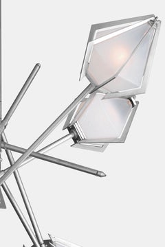 Harlow Small Chandelier in Satin Nickel & Alabaster White Glass