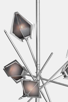 Harlow Small Chandelier in Satin Nickel & Smoked Gray Glass