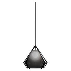 Harlow Small Pendant in Blackened Steel & Alabaster White Glass