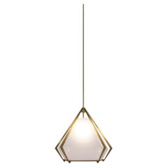 Harlow Small Pendant in Satin Brass & Alabaster White Glass