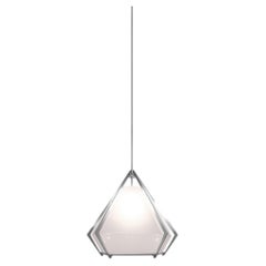 Petit lustre à suspension Harlow en nickel satiné et verre blanc albâtre