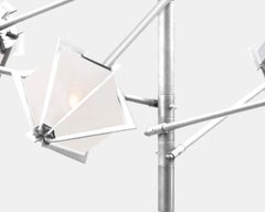 Harlow Spoke Chandelier Small in Satin Nickel and Alabaster White Glass