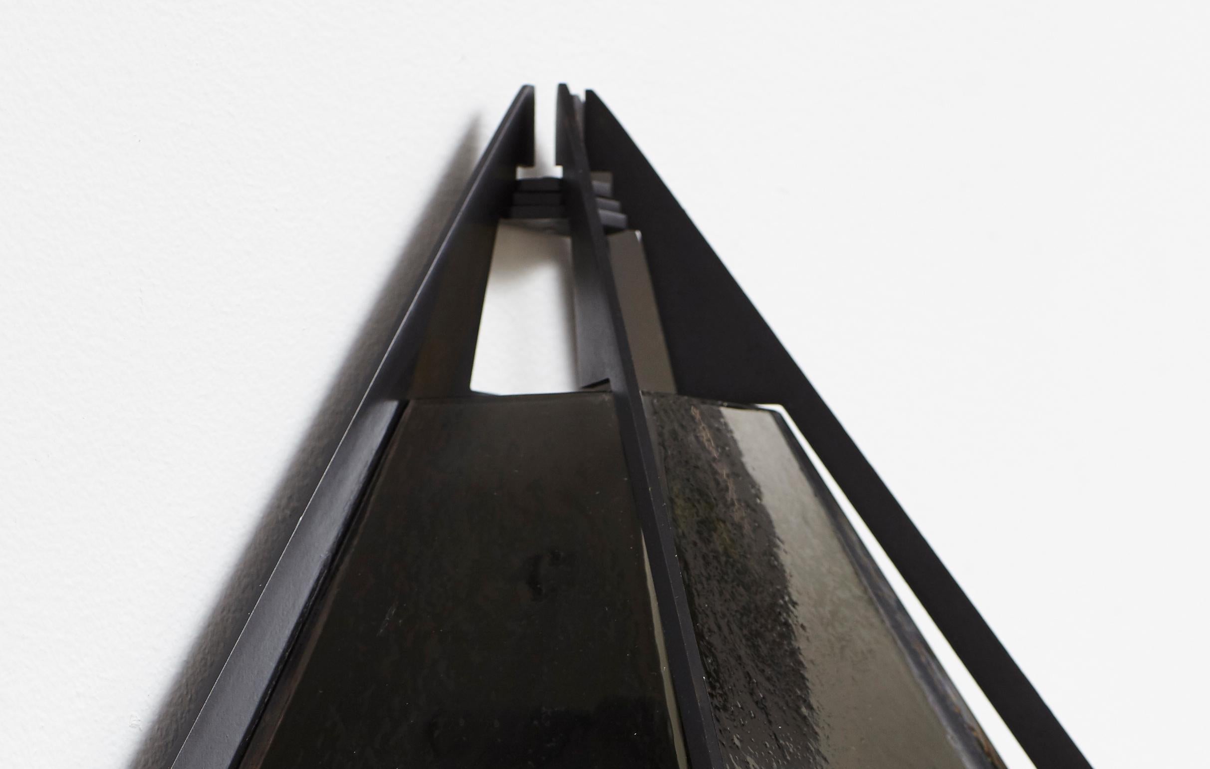 Modern Harlow Wall Sconce in Black and Smoked Glass by Gabriel Scott