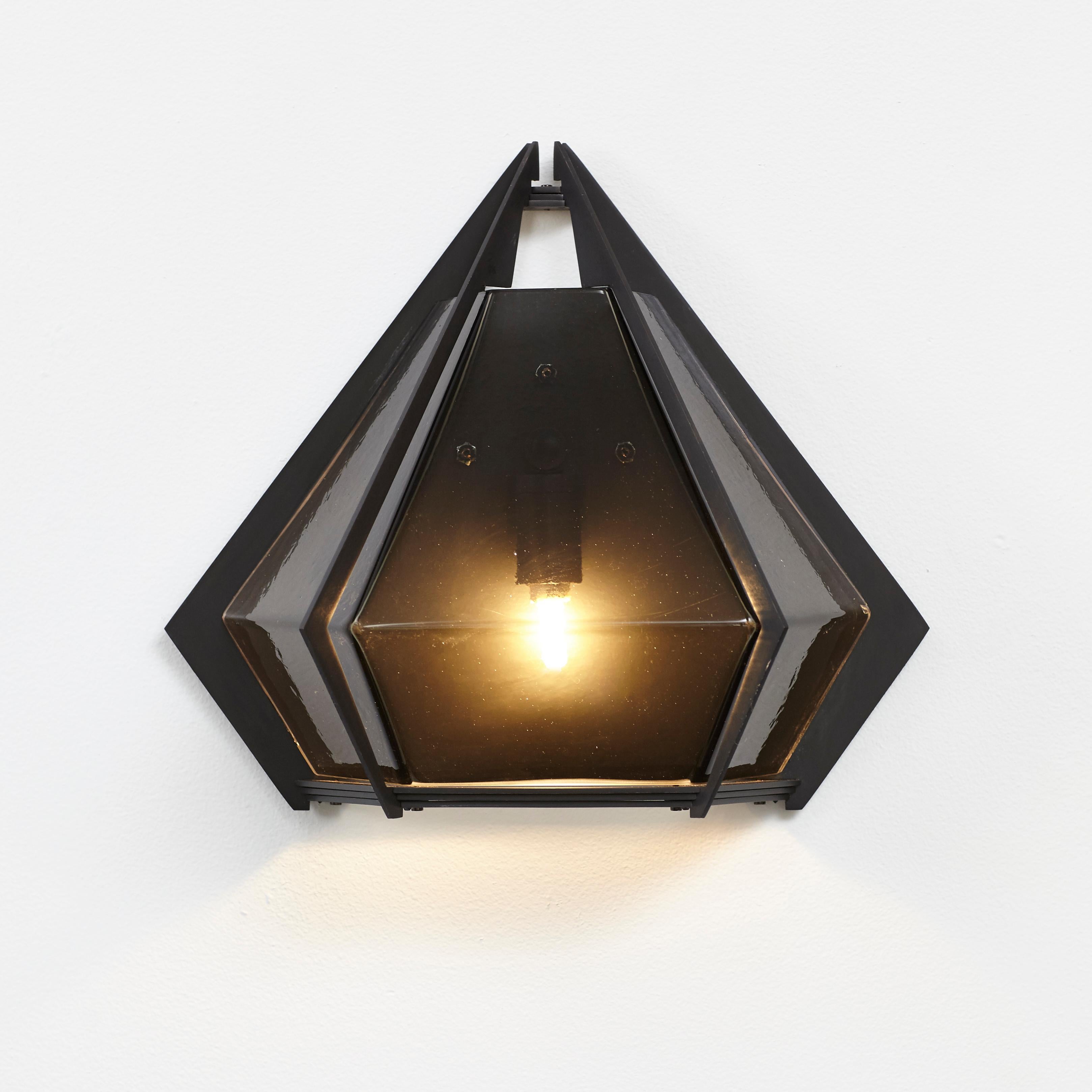 Canadian Harlow Wall Sconce in Black and Smoked Glass by Gabriel Scott