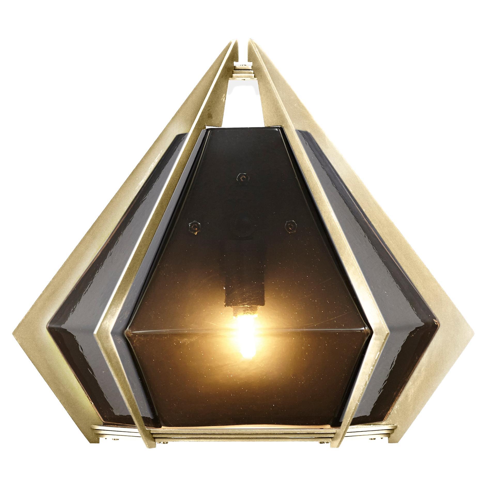 Harlow Wall Sconce in Satin Brass & Smoked Gray Glass