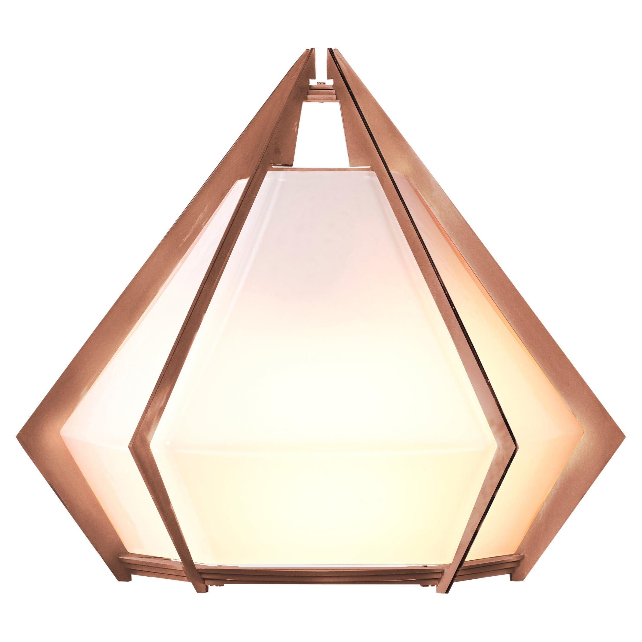 Harlow Wall Sconce in Satin Copper & Alabaster White Glass For Sale