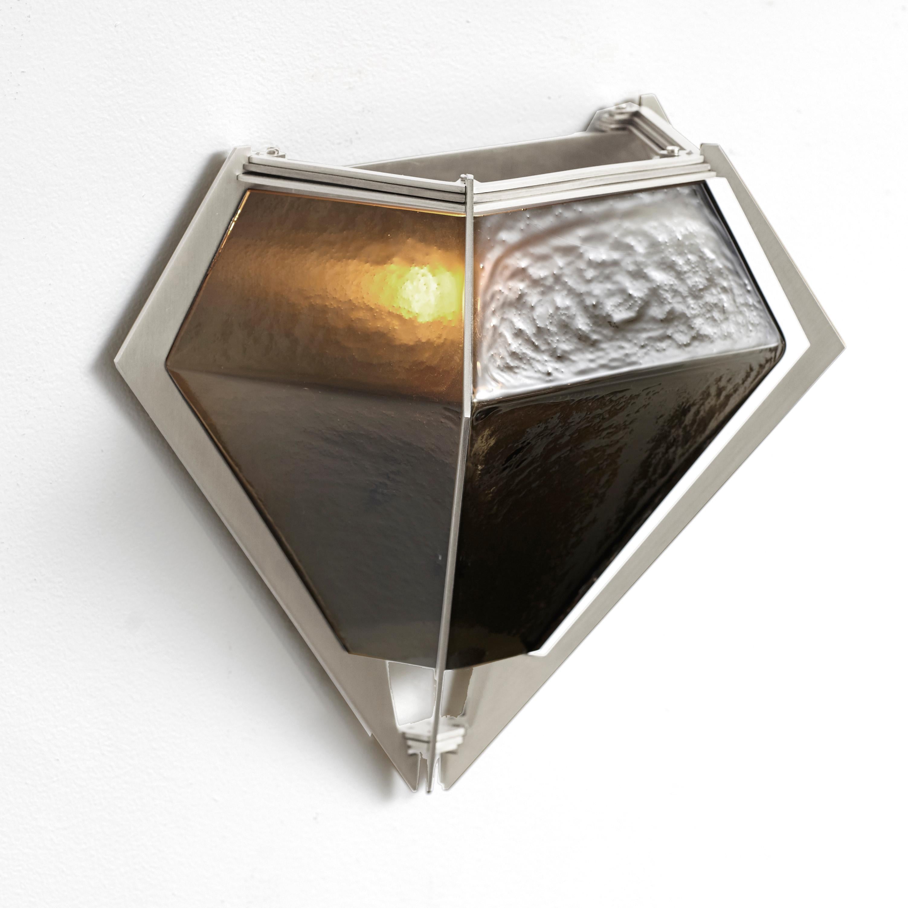 Harlow Wall Sconce in Satin Nickel & Smoked Gray Glass In New Condition For Sale In New York, NY