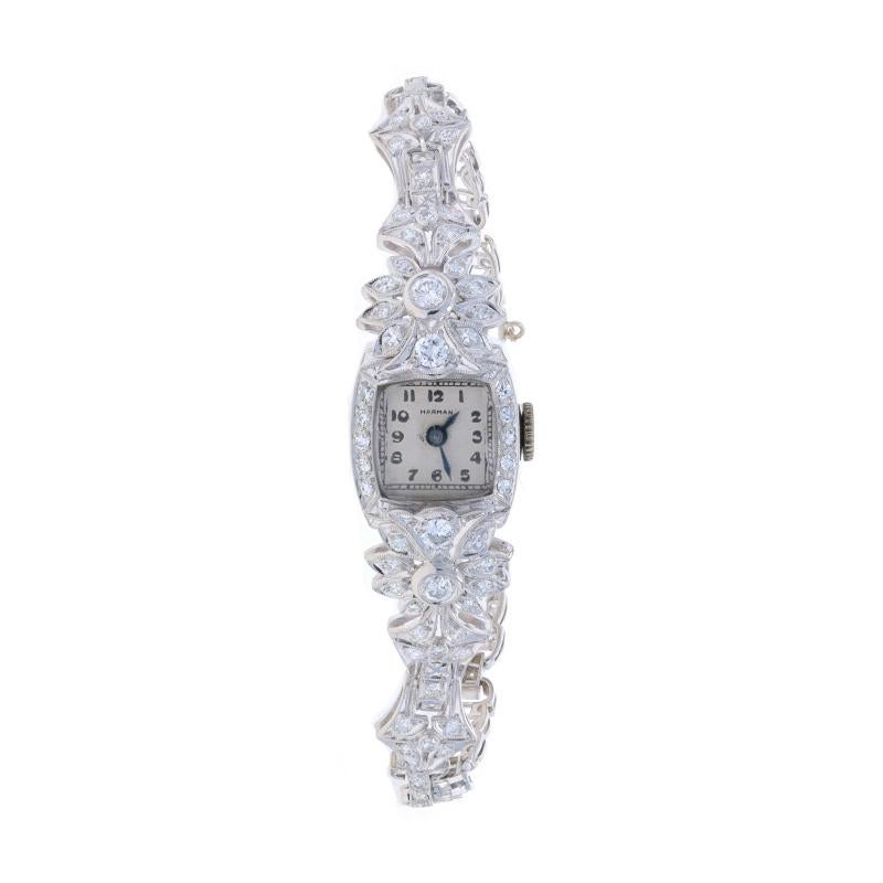 Harman Diamant Art Deco Damenarmbanduhr - Platin Mechanische runde 2,06ctw (Rundschliff)