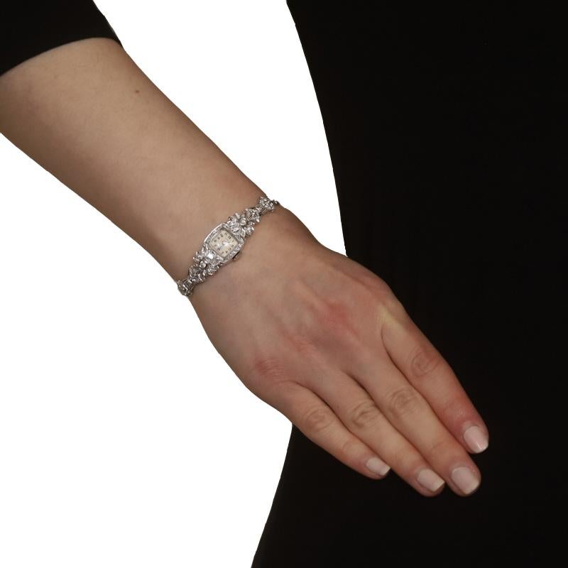 Harman Diamant Art Deco Damenarmbanduhr - Platin Mechanische runde 2,06ctw im Zustand „Hervorragend“ in Greensboro, NC