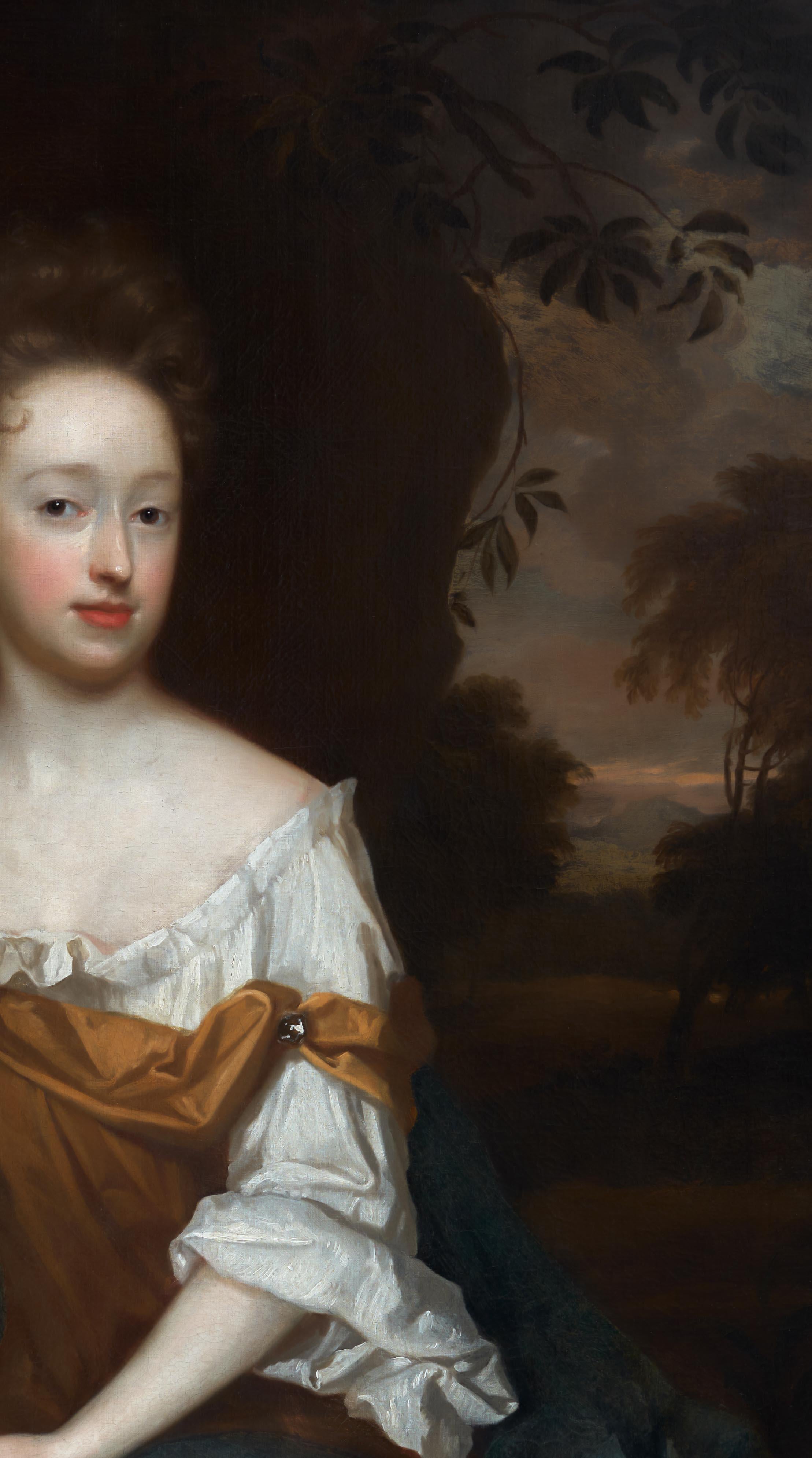 Porträt einer Dame von einem Waldstroh, der eine Muschel hält, um 1690; Öl auf Leinwand im Angebot 2