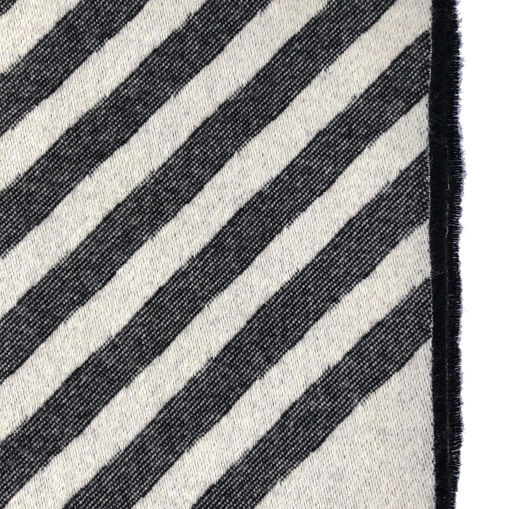 Woven Harmon Geometric Grey Recycled Wool Throw For Sale