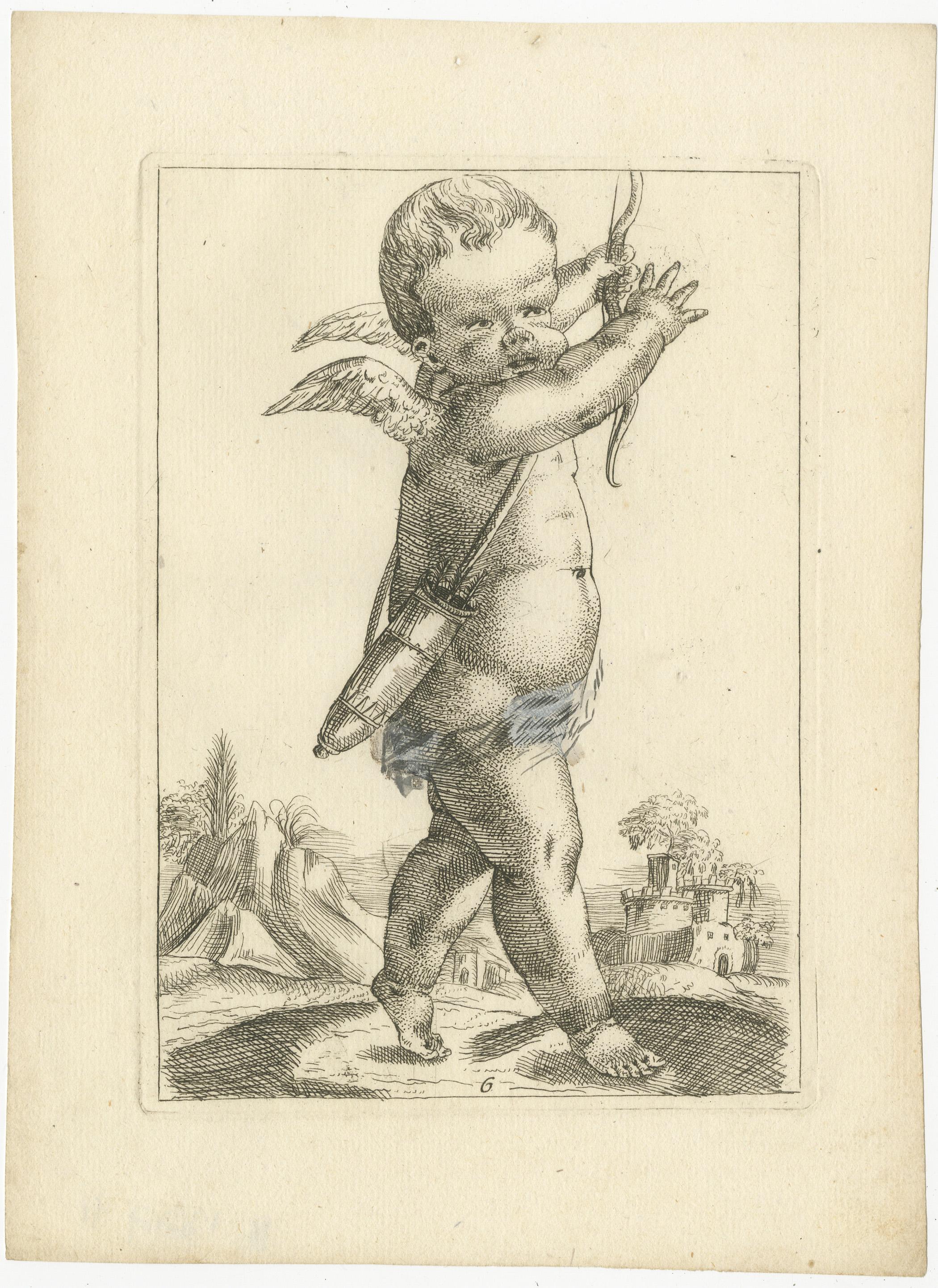 Engraved Harmonious Mischief: A Triptych of Baroque Putti, circa 1620 For Sale