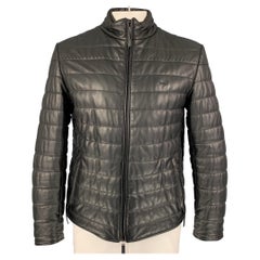 HARMONT & BLAINE Size XL Black Quilted Leather Zip Up Jacket