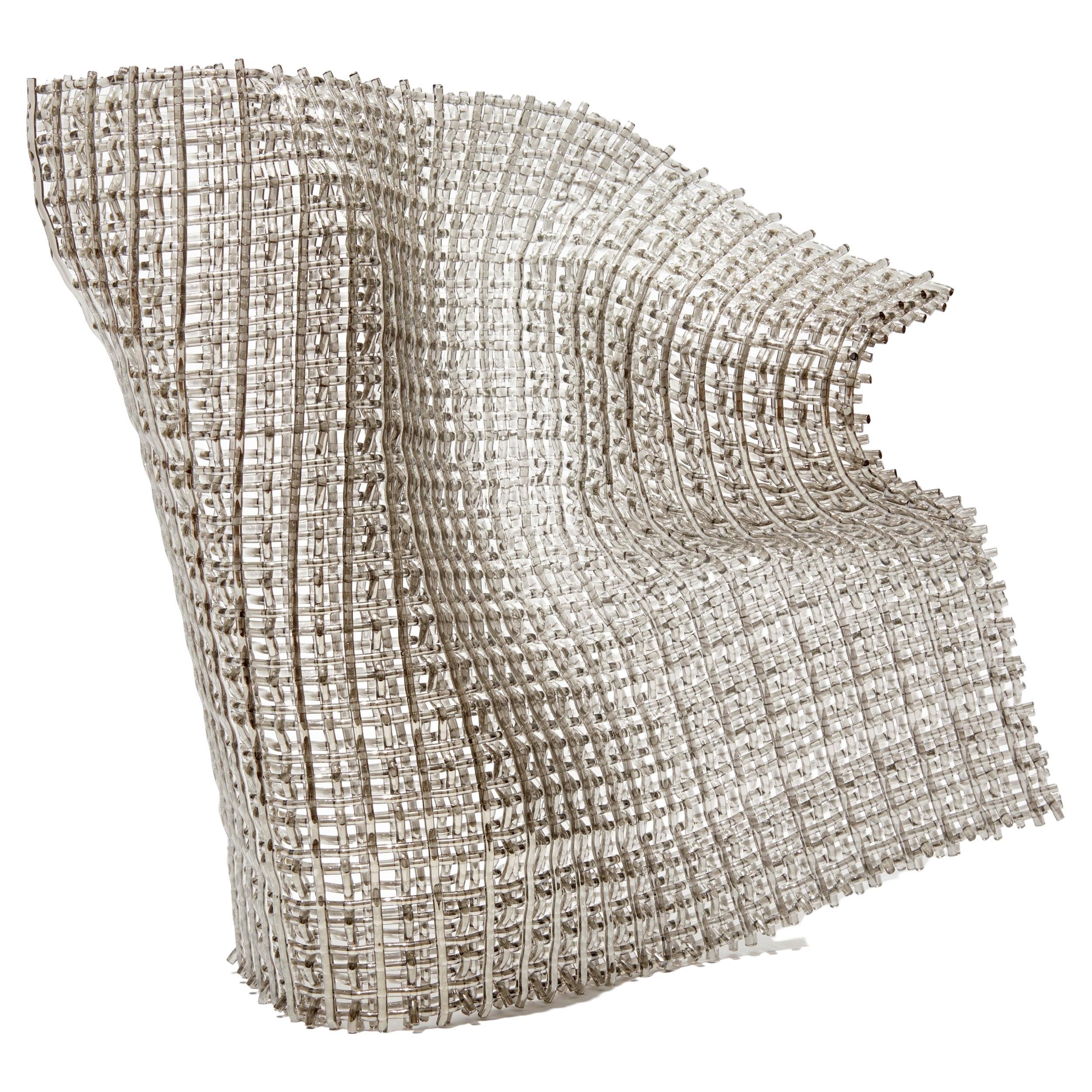  Harmony, a Silver & Clear Woven Glass Standing Sculpture by Cathryn Shilling