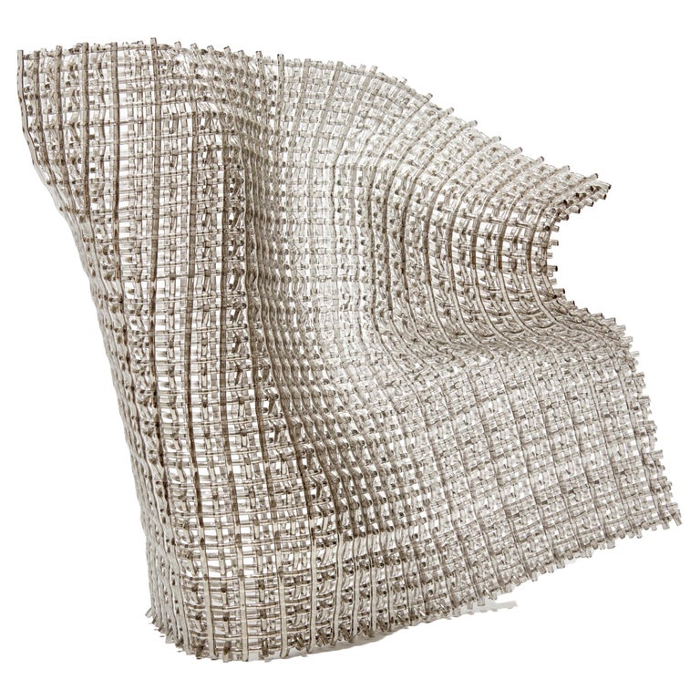  Harmony, a Silver & Clear Woven Glass Standing Sculpture by Cathryn Shilling For Sale