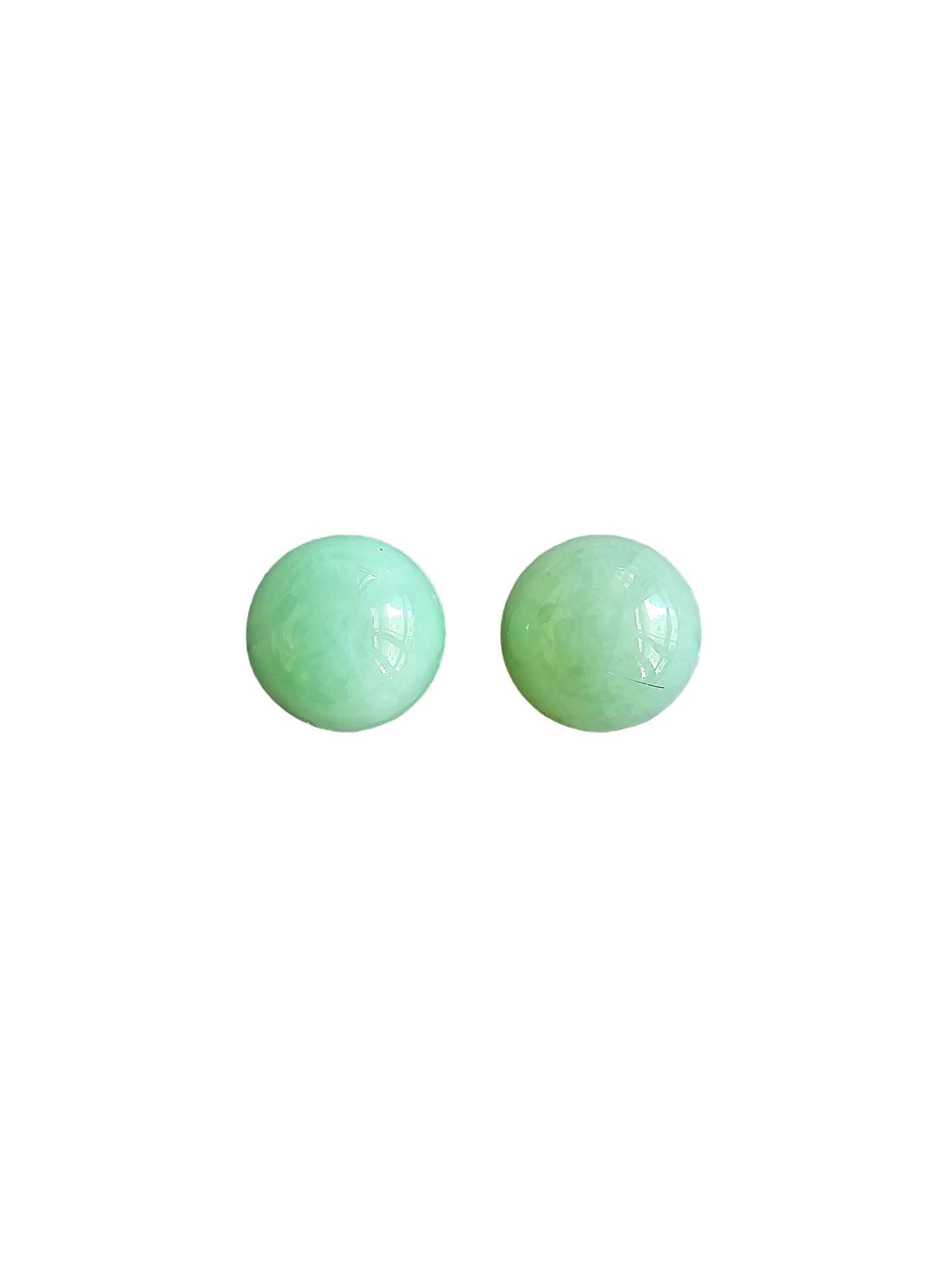 Harmony - Boucles d'oreilles perlées en A-Jade vert de Birmanie 10 mm (avec or jaune 18 carats) en vente 10