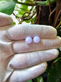 Harmony Burmese Purple A-Jade 10mm Beaded Stud Earrings (with 18K Yellow Gold)