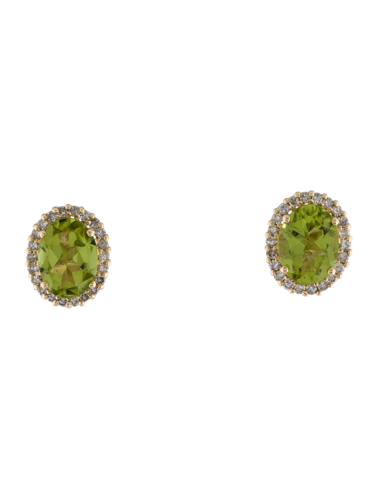 Elevate your elegance with our Harmony in Green collection, a testament to the timeless beauty of nature encapsulated in every piece. Presenting our exquisite 14k Gold Peridot and Diamond Earrings, a celebration of tranquility and