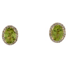 Chic 14K Peridot & 7 Diamant-Ohrstecker - Elegante Edelsteinschmuck-Kollektion