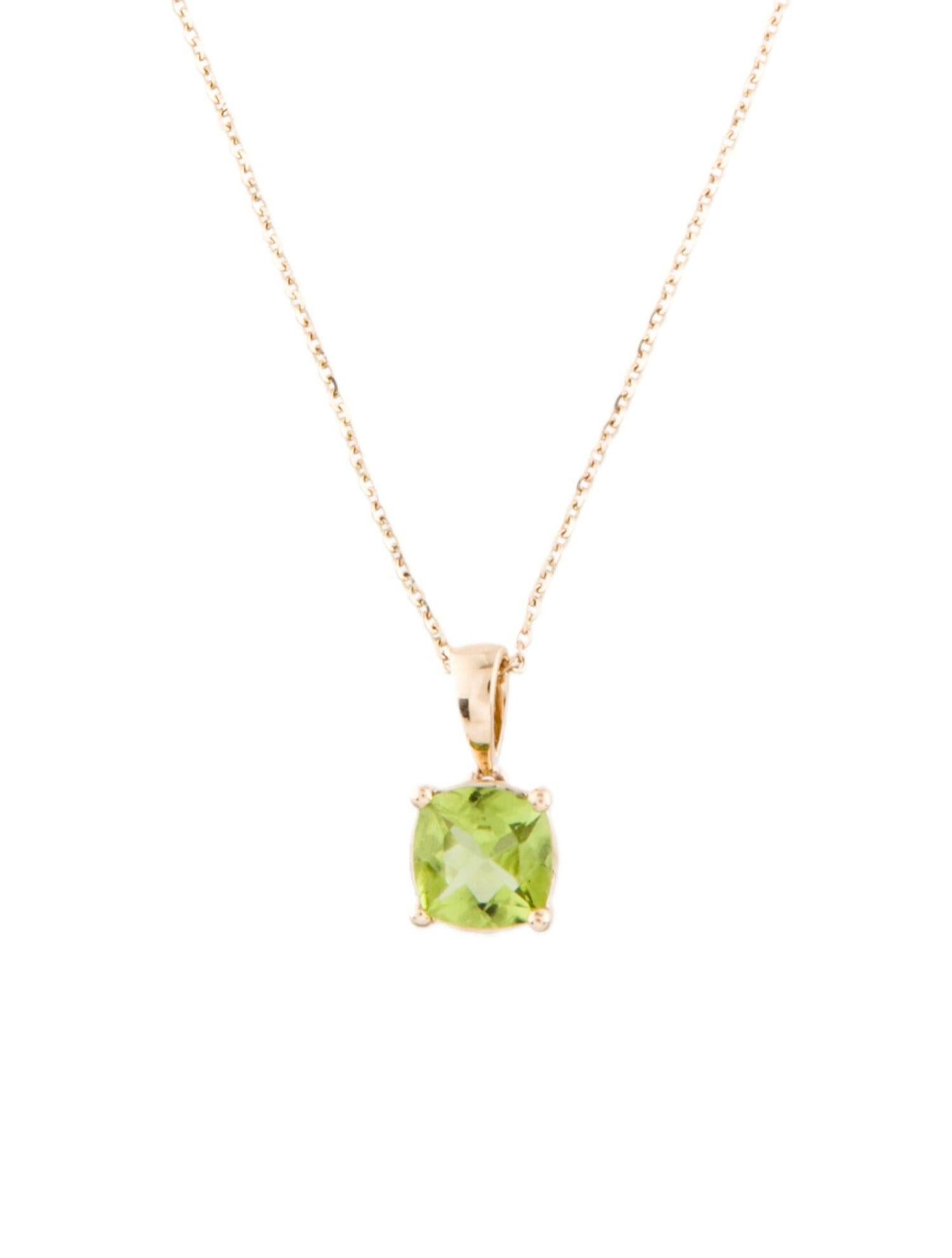 Immerse yourself in the tranquil allure of our Harmony in Green Collection, where the vibrant spirit of nature meets the exquisite craftsmanship of Jeweltique. Introducing our captivating 14k Gold Peridot Cushion Pendant, a testament to the soothing