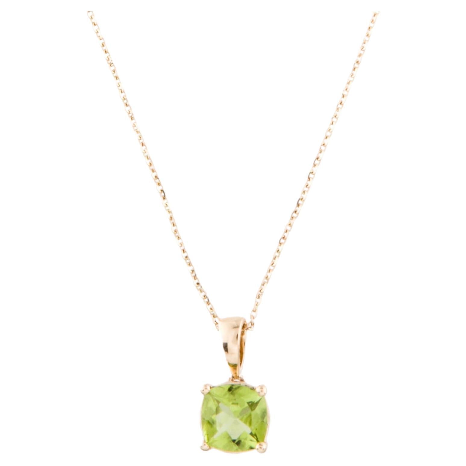 Luxury 14K Peridot Pendant Necklace  1.23ct Gemstone  Elegant Jewelry For Sale