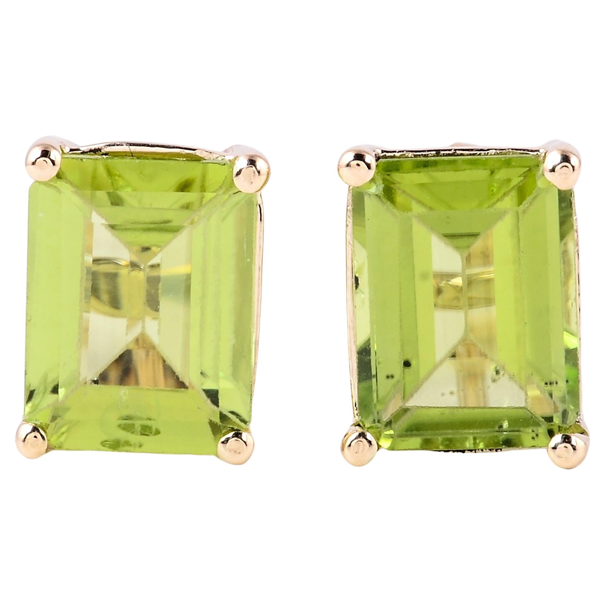14K Peridot Stud Earrings - Vibrant Gemstones, Classic Style, Elegant Design For Sale