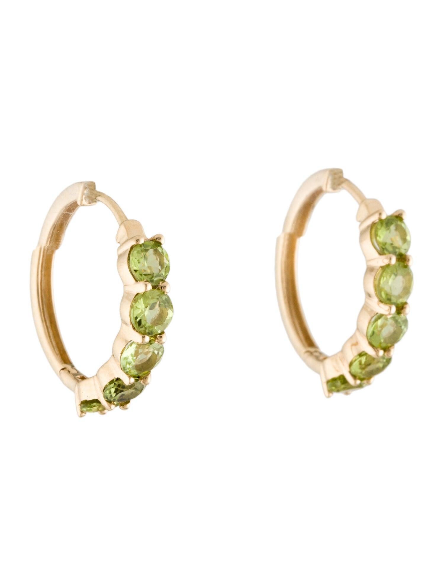 14K Peridot Hoop Earrings - 2.20ctw, Elegant Gemstone Jewelry, Timeless Style In New Condition For Sale In Holtsville, NY