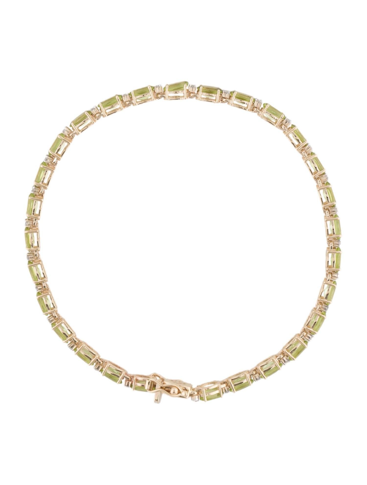 Taille brillant 14K Peridot & Diamond Link Bracelet - Vibrant Gemstone Elegance, Timeless Luxury en vente