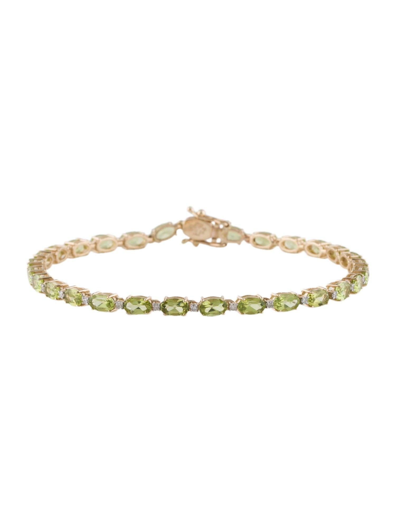 14K Peridot & Diamond Link Bracelet - Vibrant Gemstone Elegance, Timeless Luxury Neuf - En vente à Holtsville, NY