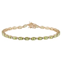 14K Peridot & Diamond Link Bracelet - Vibrant Gemstone Elegance, Timeless Luxury