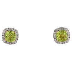 14K Peridot & Diamond Stud Earrings - Elegant Gemstone Jewelry, Timeless Sparkle