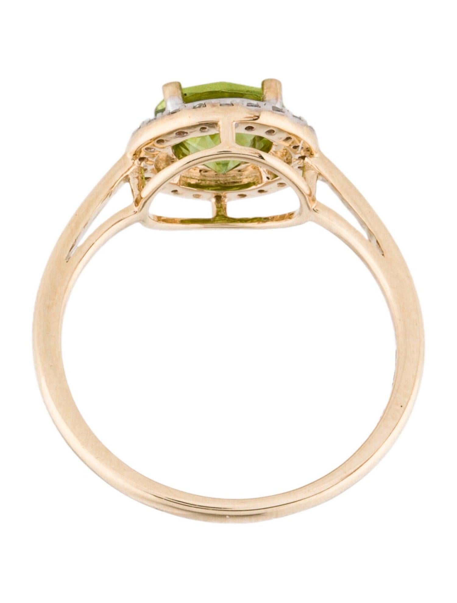 Stunning 14K Peridot & Diamond Cocktail Ring 1.32ctw - Size 6.75 - Elegant In New Condition For Sale In Holtsville, NY