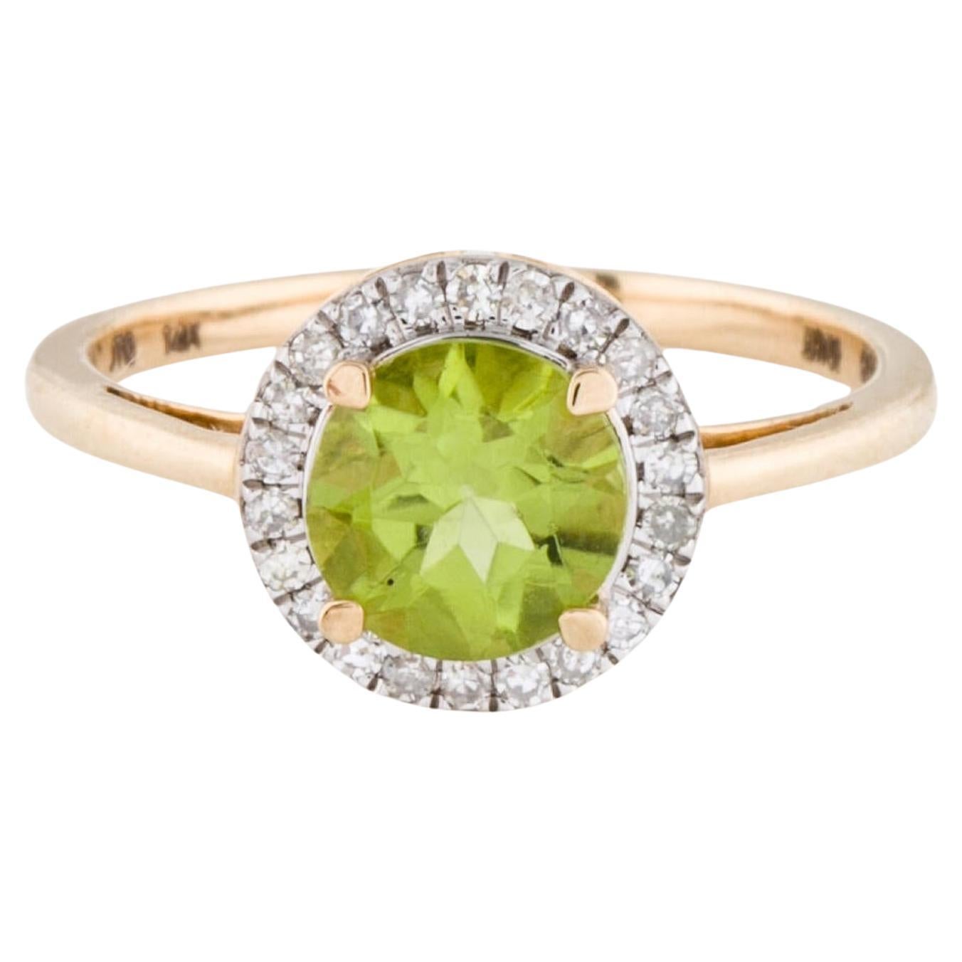 Stunning 14K Peridot & Diamond Cocktail Ring 1.32ctw - Size 6.75 - Elegant