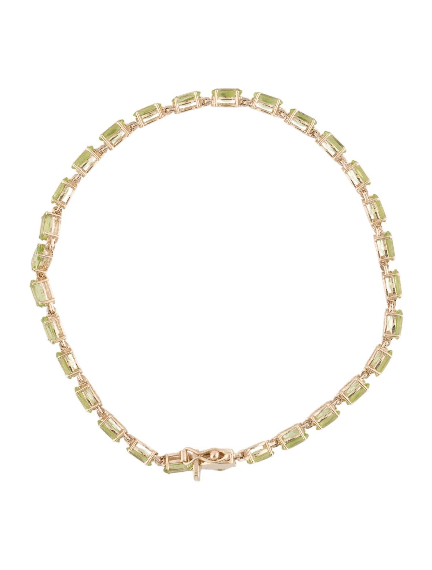 Women's 14K Peridot Link Bracelet - Vibrant Gemstone Elegance, Timeless Luxury Design For Sale
