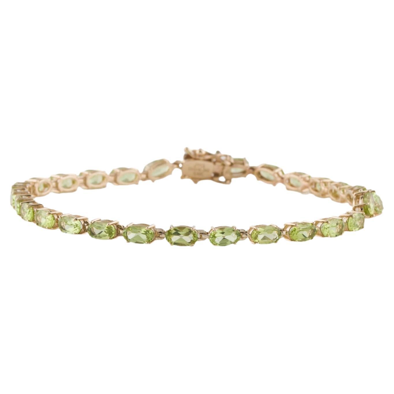 14K Peridot Link Bracelet - Vibrant Gemstone Elegance, Timeless Luxury Design en vente