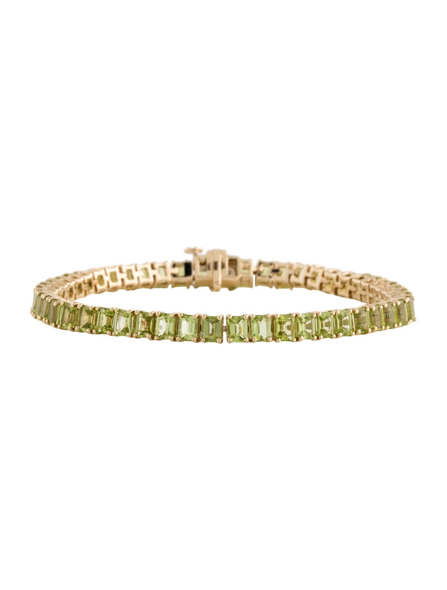 14K 12.78ctw Peridot Link Bracelet - Vibrant Gemstone Elegance, Timeless Luxury Neuf - En vente à Holtsville, NY