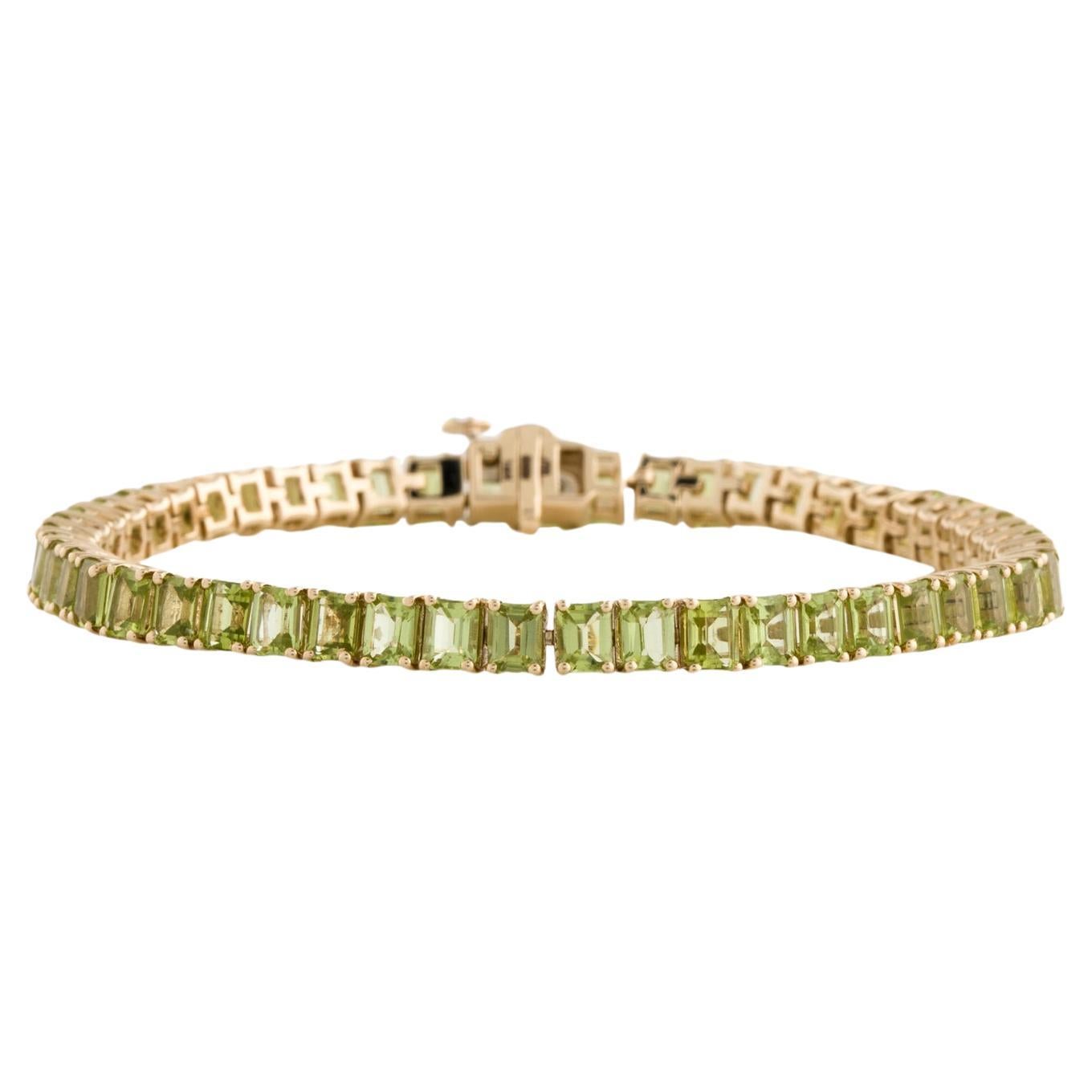 14K 12.78ctw Peridot Link Bracelet - Vibrant Gemstone Elegance, Timeless Luxury en vente
