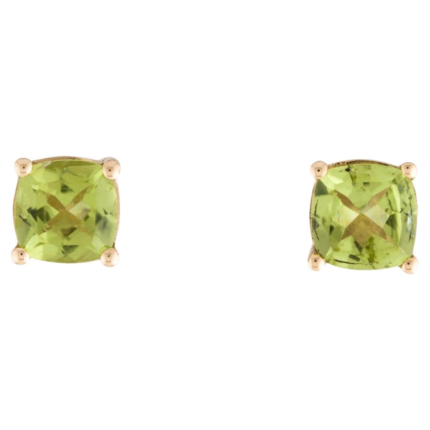 Chic 14K Peridot Stud Earrings - Timeless Gemstone Jewelry Collection For Sale
