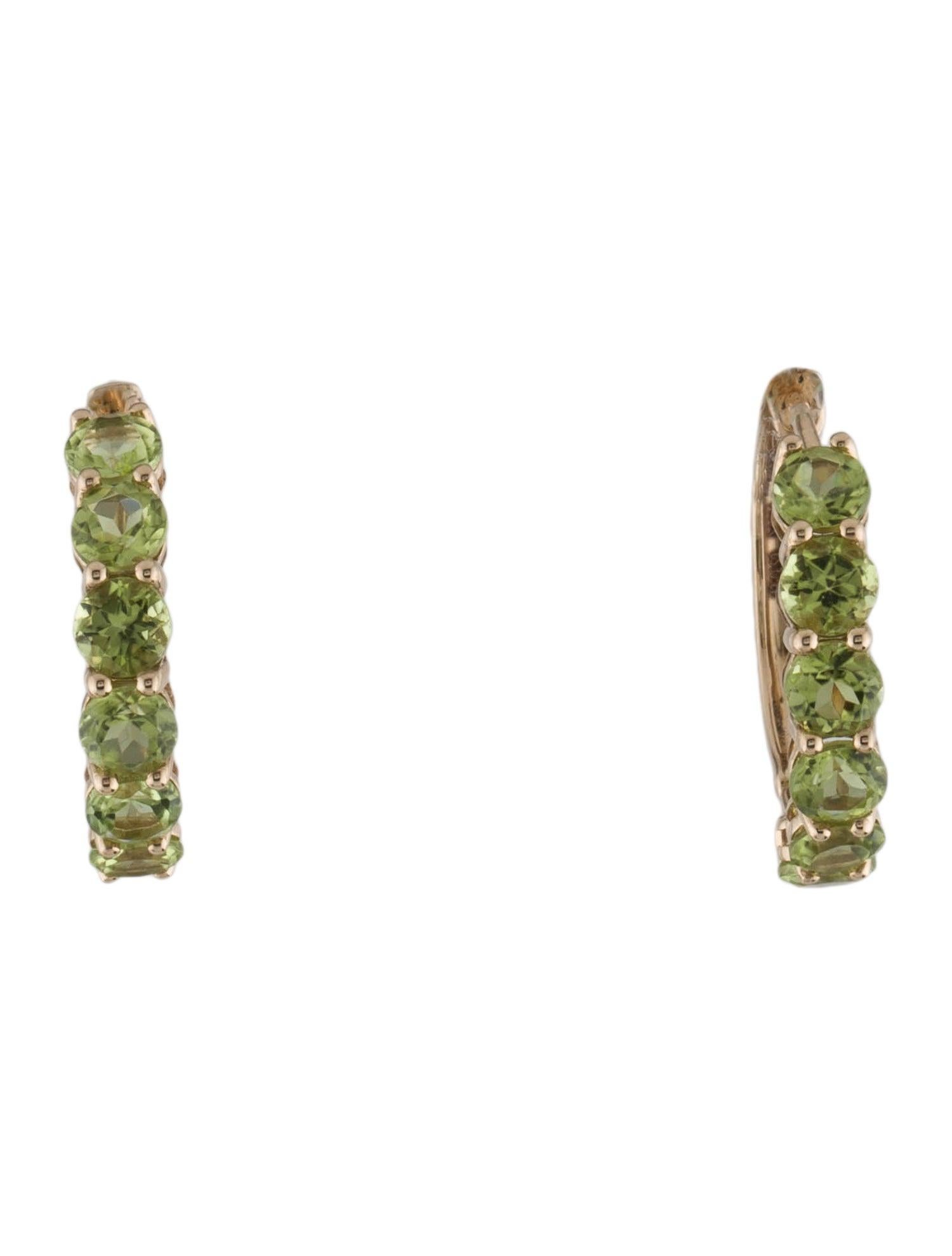 14K Peridot Huggie Earrings - 3.75ctw, Elegant Gemstone Jewelry, Timeless Style In New Condition For Sale In Holtsville, NY