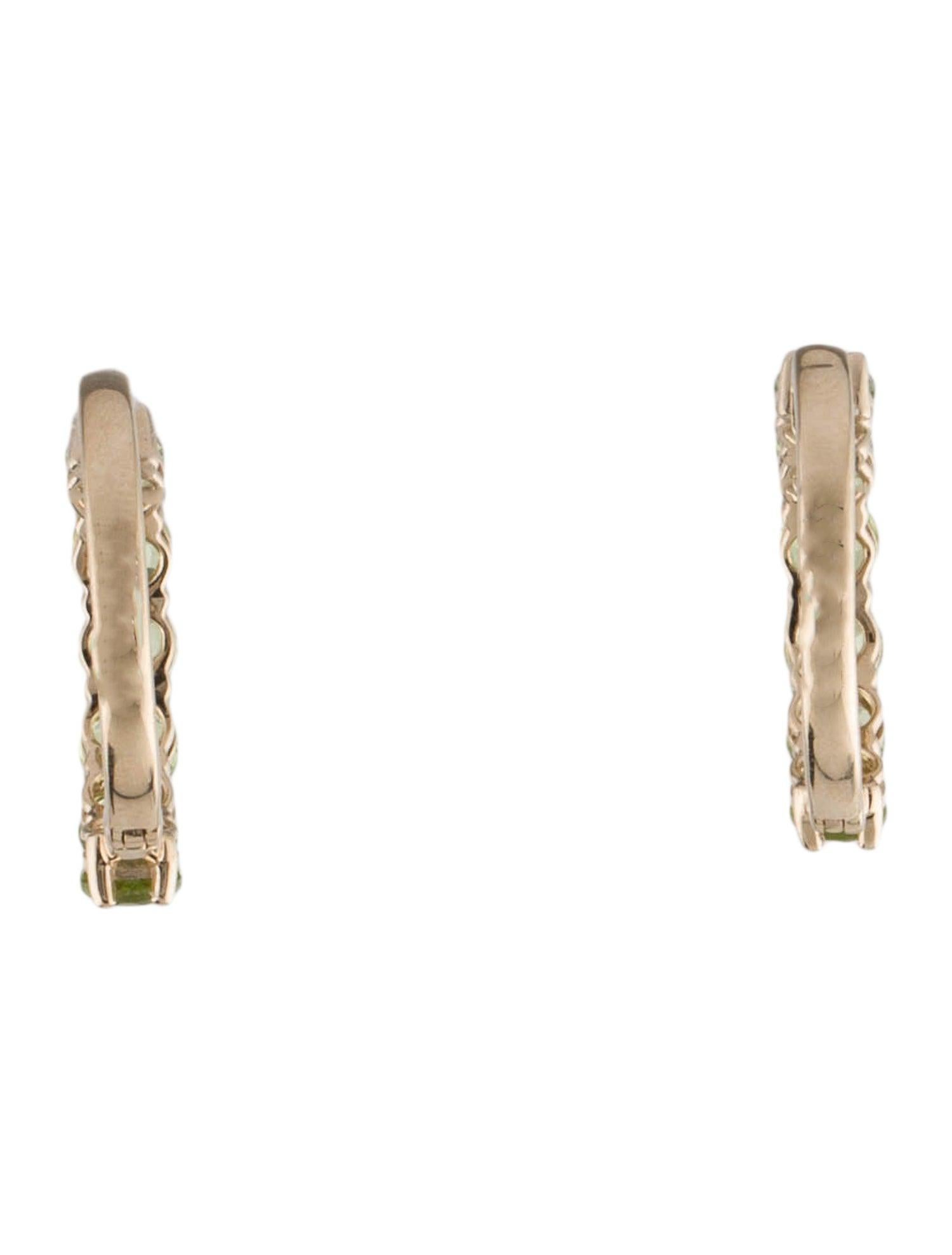 Women's 14K Peridot Huggie Earrings - 3.75ctw, Elegant Gemstone Jewelry, Timeless Style For Sale
