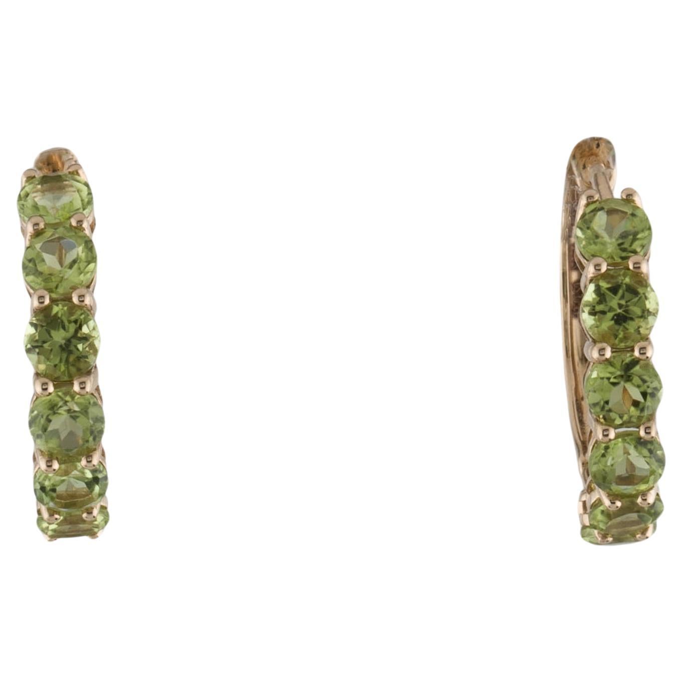 14K Peridot Huggie Earrings - 3.75ctw, Elegant Gemstone Jewelry, Timeless Style For Sale