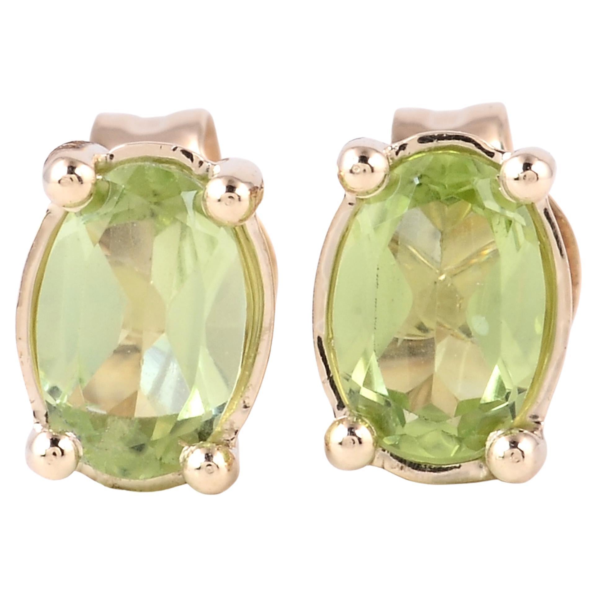 14K Peridot Stud Earrings - Vibrant Gemstones, Classic Style, Timeless Beauty