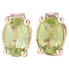 Boucles d'oreilles péridot 14K - Pierres précieuses vibrantes, style Classic, beauté Timeless